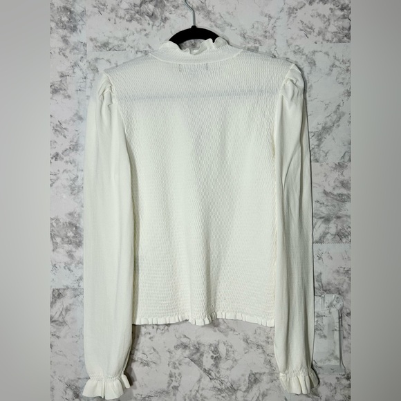 Catherine Malandrino Womens Long Sleeve White Top Sweater Sz L EUC - Picture 2 of 9
